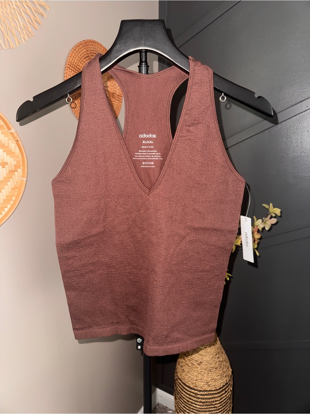 ODODOS seamless ribbed racerback tank stretchy cropped yoga gym athletic